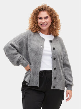 Zizzi Zizzi Кардиган CA61087H Сив Regular Fit