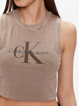 Calvin Klein Jeans Top J20J221564 Rjava Cropped Fit