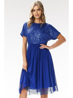 Awama Awama Šaty A689 Modrá Basic Fit