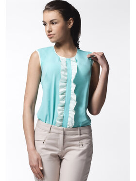 Awama Awama Bluzka A024 Niebieski Basic Fit