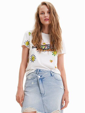 Desigual Desigual T-Shirt 23SWTKAJ Béžová Regular Fit