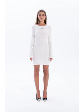Nudyess Nudyess Sukienka dzianinowa Eos Mini z haftem Écru Fitted Fit