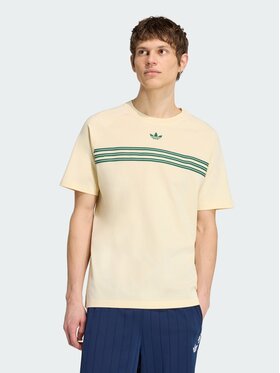 adidas adidas T-Shirt CHEST STRIPES Żółty jasny Regular Fit