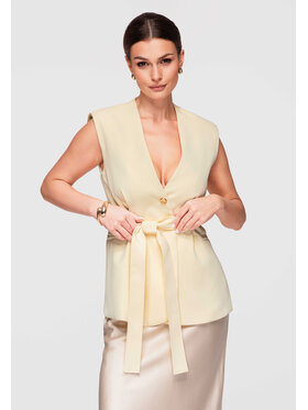 Ombre Ombre Kamizelka OW-VE-E0001 Żółty Slim Fit