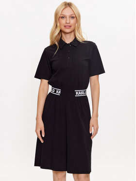 KARL LAGERFELD KARL LAGERFELD Hétköznapi ruha Pique 231W1351 Fekete Regular Fit