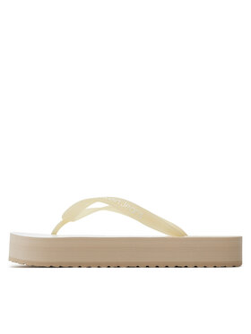 Calvin Klein Jeans Japanke Beach Sandal Flatform Monologo YW0YW01617 Écru