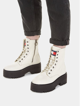 Tommy Jeans Škornji Tjw Boot Zip Up EN0EN02305 Bela