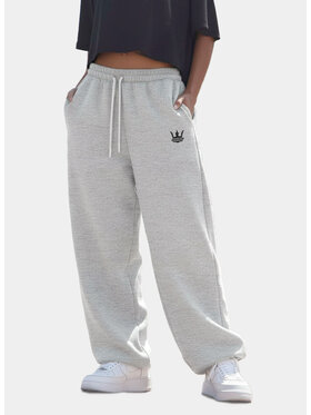 Jigga Wear Jigga Wear Spodnie dresowe Szerokie luźne na gumce sznurki ściągacz regulacja 130195 Szary Regular Fit