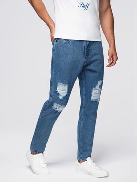 Ombre Ombre Jeansy OM-PADP-0250 Niebieski Carrot Fit