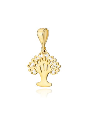 Fugart Fugart Naszyjnik Zawieszka z żółtego złota drzewko z brylantami 0.07 ct FZ038-585-B0.07 Złoty