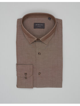 Borgio Borgio Koszula Olivola_00666 Brązowy Slim Fit