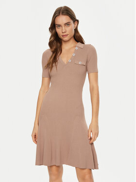 Guess Guess Trikotažinė suknelė W5RK18 Z2U00 Smėlio Regular Fit