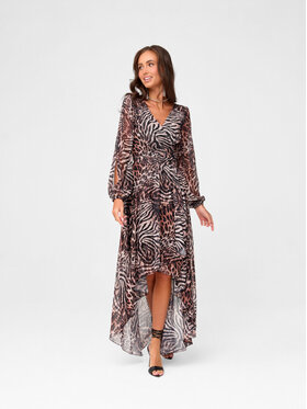 Roco Fashion Roco Fashion Sukienka koktajlowa Coralie Brązowy Regular Fit