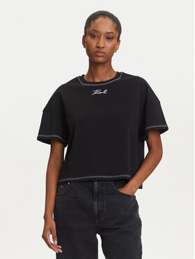 KARL LAGERFELD KARL LAGERFELD T-shirt A3W17019 Crna Boxy Fit