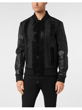 PHILIPP PLEIN PHILIPP PLEIN Kurtka skórzana 24369 Czarny Regular Fit