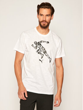 Puma Puma T-Shirt Performence Graphic Ss Tee 519449 Biały Regular Fit
