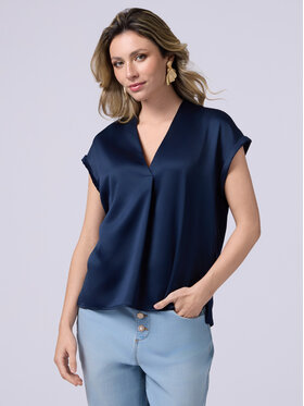 Oltre Oltre Bluzka G268J003984N034 Niebieski Regular Fit