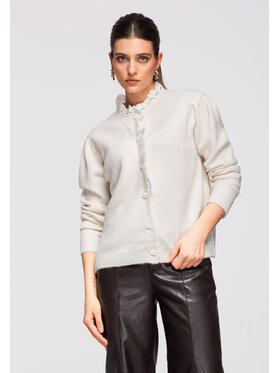 Ombre Ombre Sweter OW-SWCD-0110 Beżowy Regular Fit
