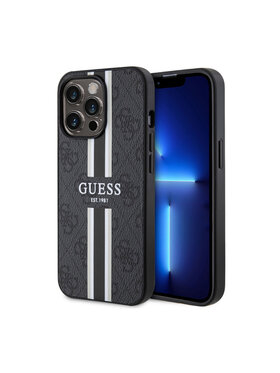 Guess Guess Etui na telefon 4G Printed Stripes MagSafe Czarny