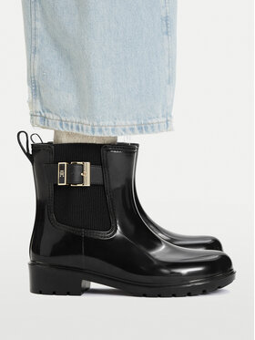 Tommy Hilfiger Tommy Hilfiger Kalossid Th Buckle Glossy Ankle Rain Boot FW0FW09543 Must
