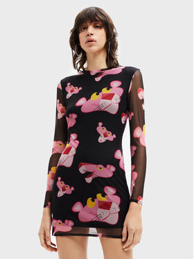 Desigual Desigual Kasdieninė suknelė PINK PANTHER 22WWVK39 Juoda Slim Fit