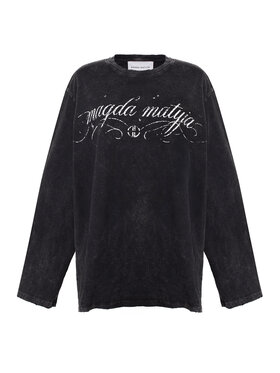 Magda Matyja Magda Matyja Bluzka ALEX LONGSLEEVE GREY Czarny Loose Fit