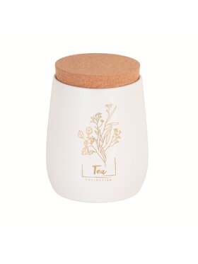 MIAhome MIAhome Pojemnik metalowy biały z korkową pokrywką 750 ml TEA Biały