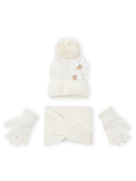 Mayoral Mayoral Súprava čiapka, tunelový šál a rukavice 10071 Écru