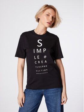 Simple Simple Marškinėliai TSD500-02 Juoda Relaxed Fit