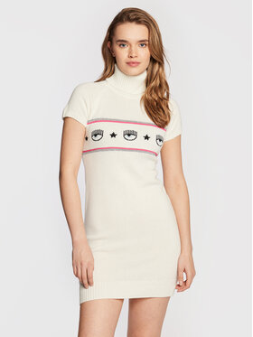 Chiara Ferragni Chiara Ferragni Kootud kleit 73CBOM96 Valge Slim Fit