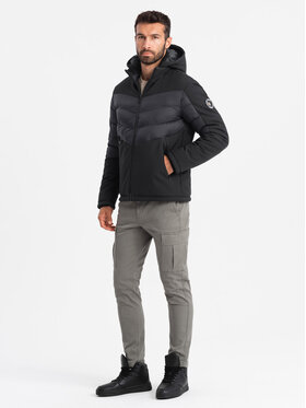 Ombre Ombre Kurtka puchowa OM-JALP-0172 Czarny Regular Fit
