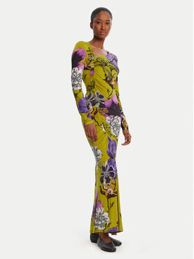 Desigual Desigual Φόρεμα καθημερινό Neckline Lacroix 25WWVK37 Πράσινο Slim Fit