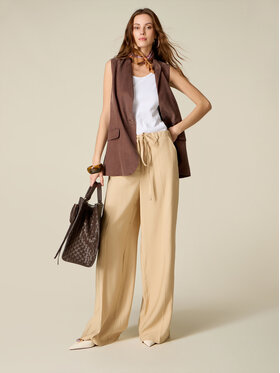 Oltre Oltre Spodnie materiałowe P008R008932N002 Kremowy Baggy Fit