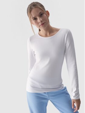 4F 4F Longsleeve 4FWMM00TLONF376-10S Biały Slim Fit