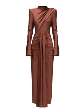 sax35th sax35th Sukienka wieczorowa ALISE Beżowy ciemny Slim Fit