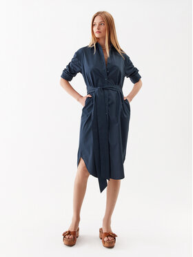 Simple Simple Košilové šaty SI23-SUD012 Tmavomodrá Regular Fit