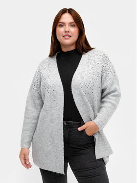 Zizzi Zizzi Kardigan M61209A Šedá Regular Fit