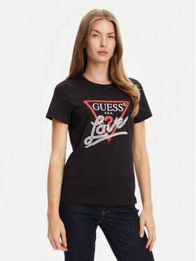 Guess Guess Tričko W5YI40 I3Z14 Čierna Regular Fit