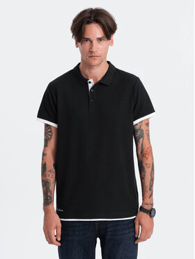 Ombre Ombre Polo OM-POSS-0113 Czarny Fitting Fit