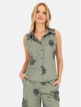 Perso Perso Bluzka CHCE243778F Khaki Regular Fit