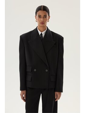 Laretaggio Laretaggio Marynarka ROCCA DOUBLE BREASTED BLAZER IN BLACK Czarny Oversize