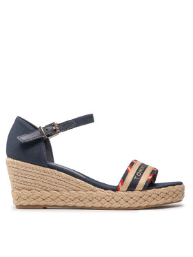 Tommy Hilfiger Tommy Hilfiger Espadrilky Corporate Webbing Low Wedge FW0FW06293 Tmavomodrá