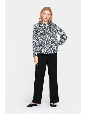 EMOI EMOI Koszula w czarny roślinny print Czarny Casual Fit