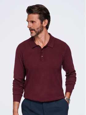 Ombre Ombre Polo OM-POLS-0151 Bordowy Regular Fit
