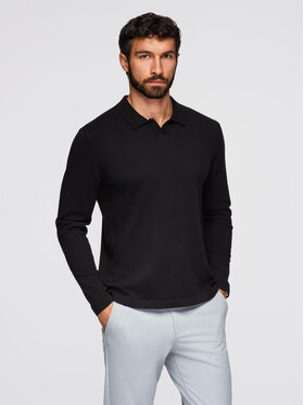 Ombre Ombre Longsleeve OM-POLS-0140 Czarny Regular Fit
