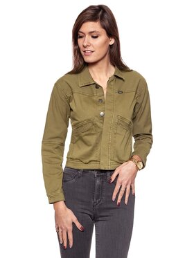 Wrangler Wrangler Kurtka damska CROP JACKET Zielony Slim Fit