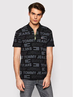 Tommy Jeans Tommy Jeans Тениска с яка и копчета Aop DM0DM11337 Черен Regular Fit