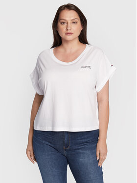 Tommy Hilfiger Curve Tommy Hilfiger Curve Тишърт UW0UW03633 Бял Relaxed Fit