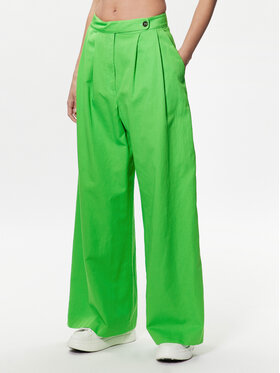 Tommy Hilfiger Tommy Hilfiger Bavlnené nohavice WW0WW38596 Zelená Wide Leg