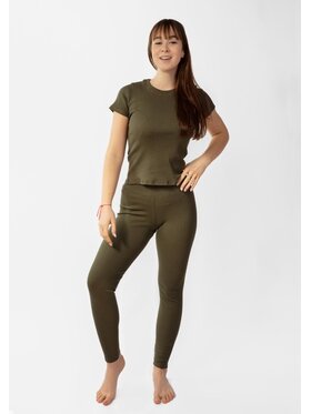 DKaren Sport DKaren Sport Komplet bluzka i spodnie Halima Khaki Slim Fit